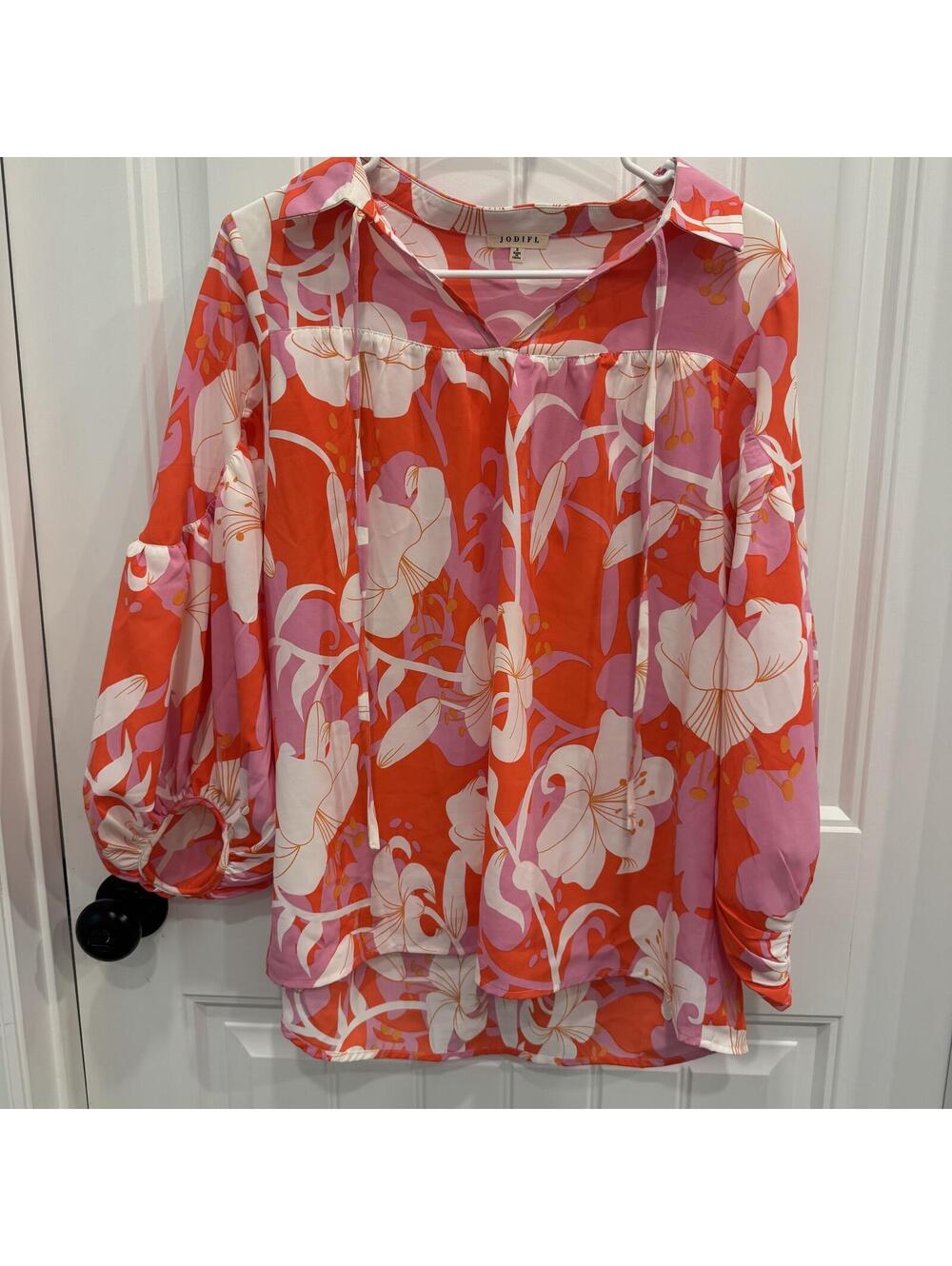 JODIFL Women's Floral Print Polyester Blouse, Size Small